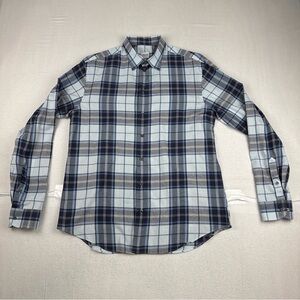Armani Collezioni Mens Gray Blue Plaid Button Up Shirt **Fits Medium** Italy